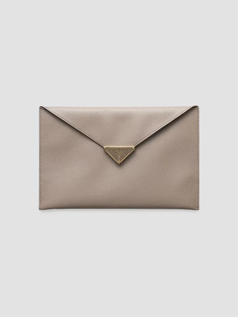 Saffiano Leather Envelope Clutch