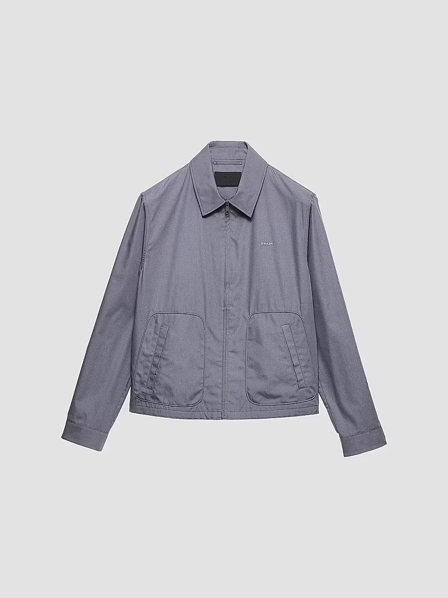 Technical Cotton Zipper Blouson Jacket by Prada