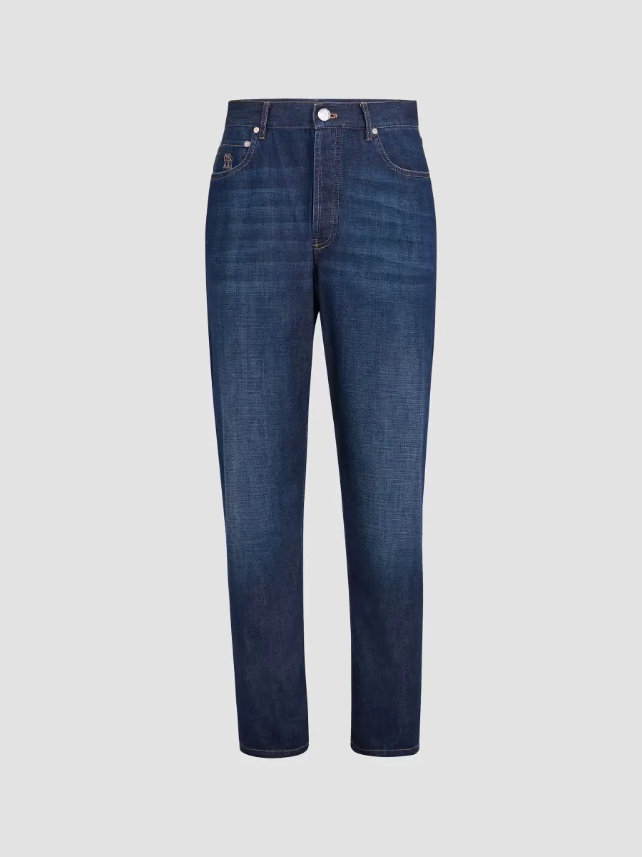 Lightweight Old Denim Iconic Fit Five-Pocket Jeans by Brunello Cucinelli