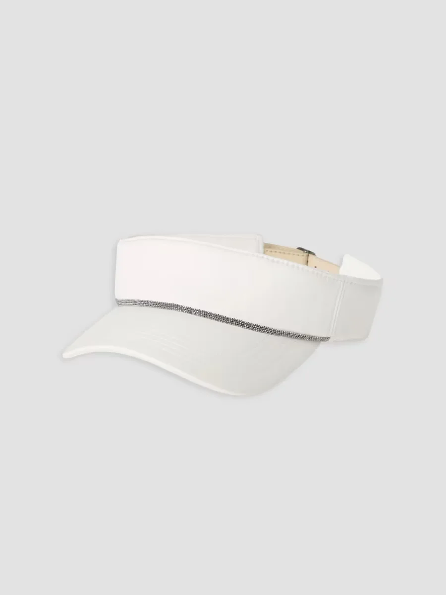 Nylon Visor Hat with Shiny Band by Brunello Cucinelli