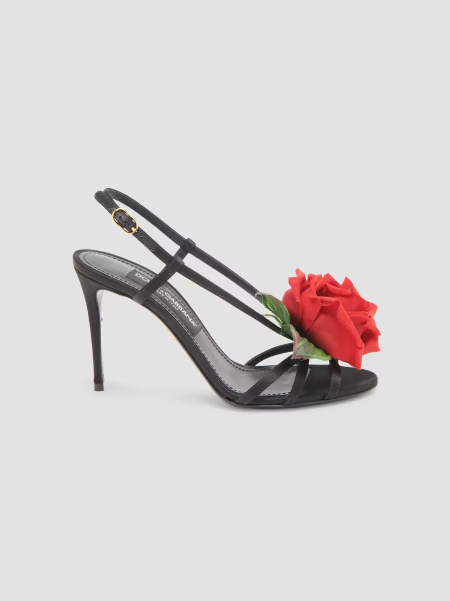 Rose Appliqu Slingback Sandals by Dolce & Gabbana