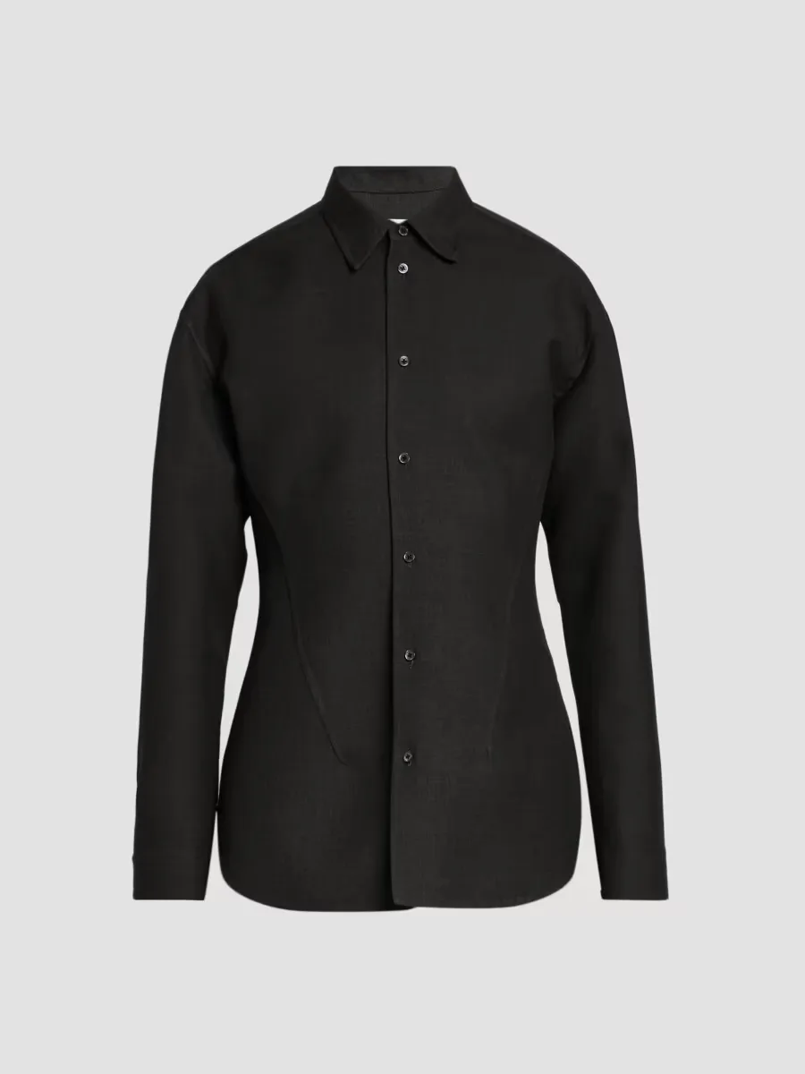 Tailored Double-Splittable Wool-Twill Melange Dress Shirt by Jil Sander