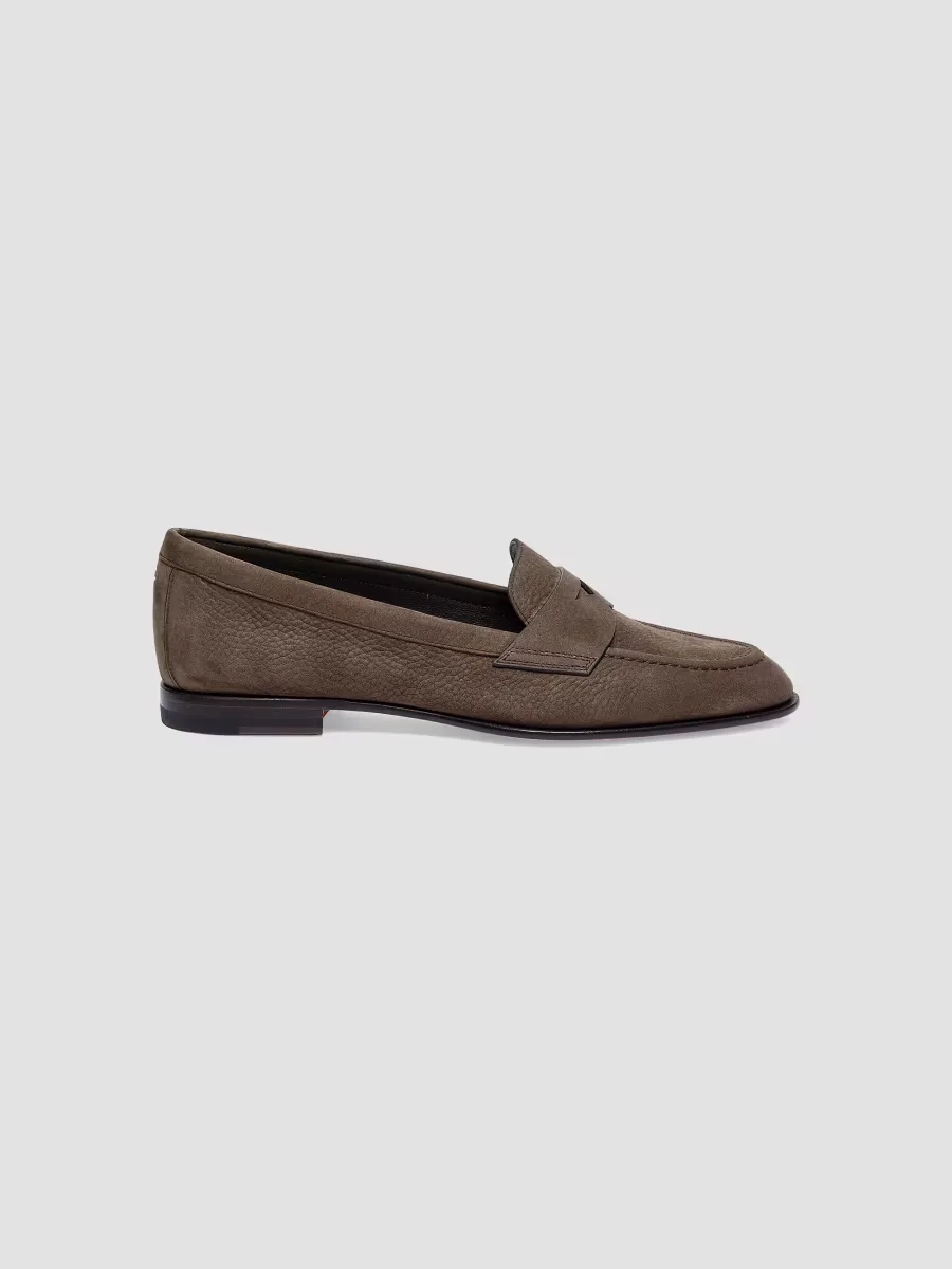 Suede Penny Loafers by Santoni