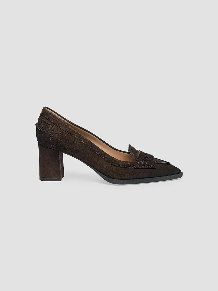 50MM Suede Loafer Heels by Santoni