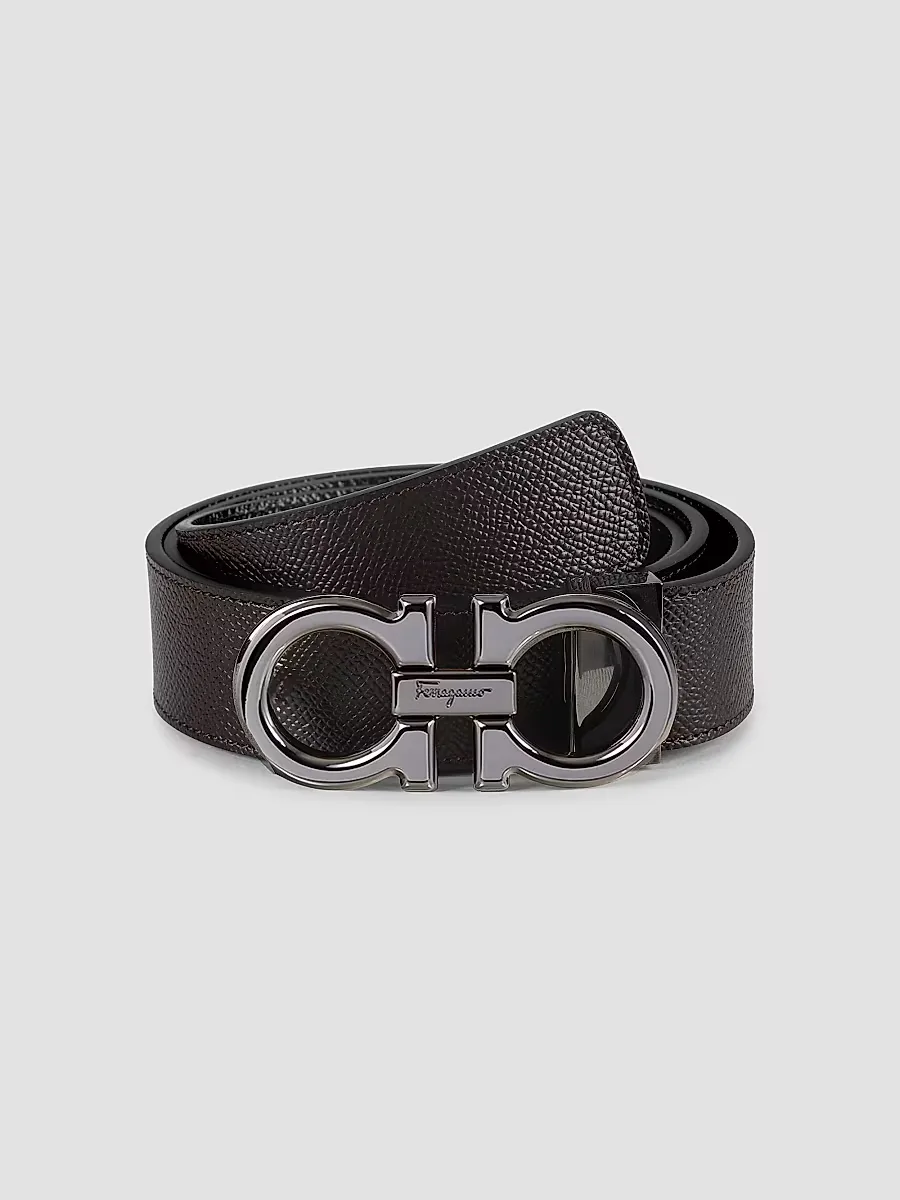 Gancini Adjustable Cut-to-Size Reversible Leather Belt by Ferragamo