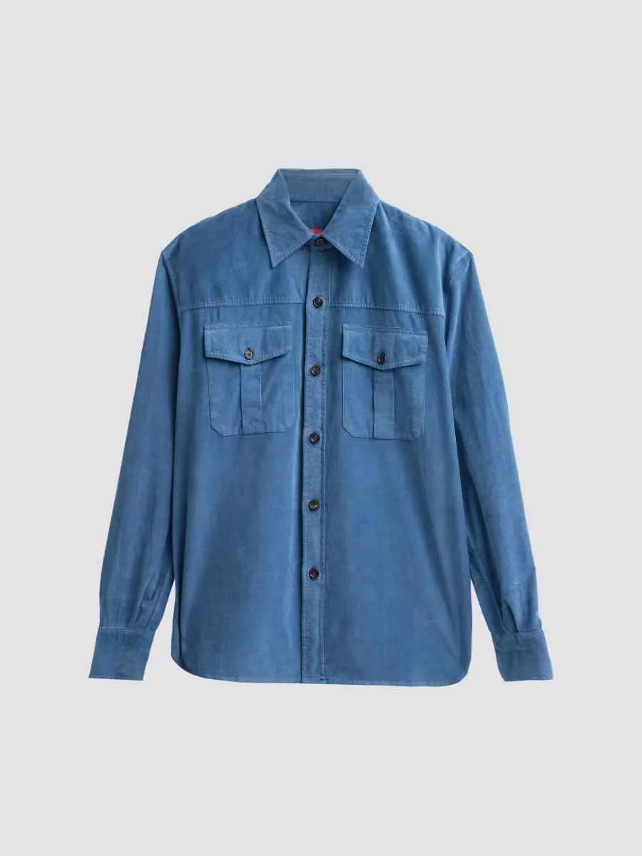 Stretch-Cotton Corduroy Shirt by Isaia
