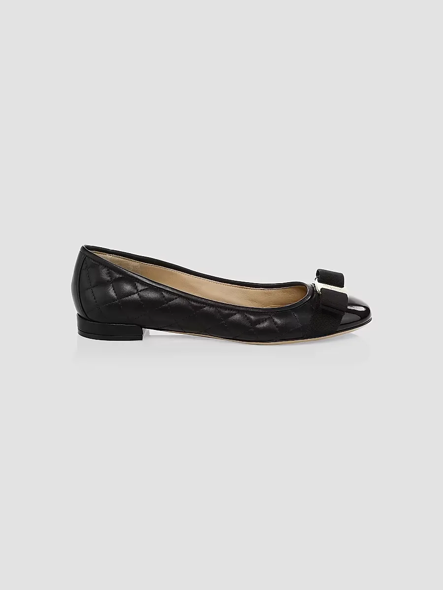 Varina Quilted Leather Ballet Flats by Ferragamo