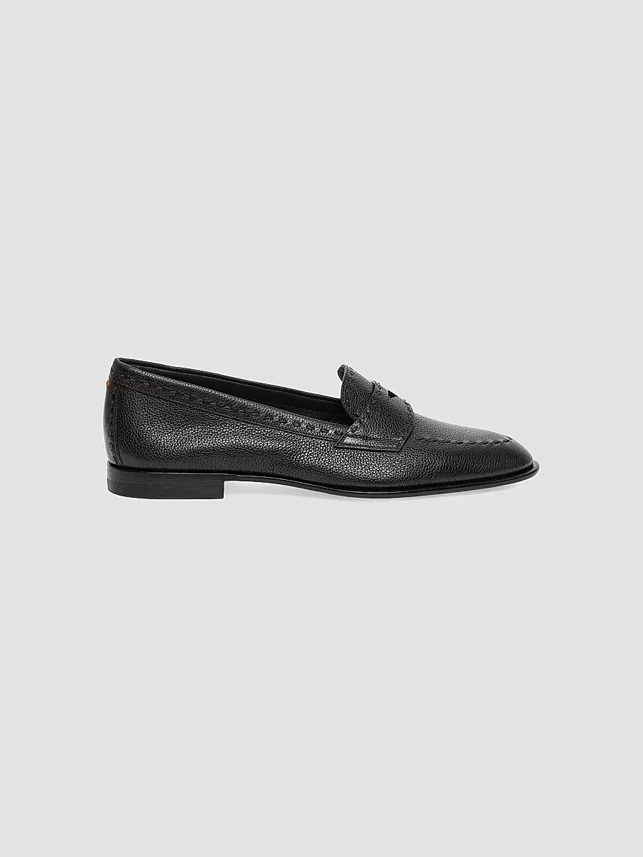 Marlene Leather Penny Loafers by Santoni