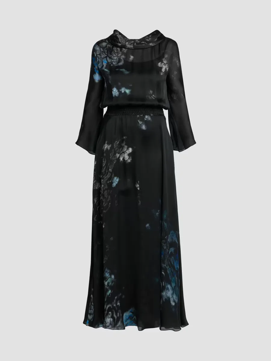 Giorgio Armani Floral Silk Long-Sleeve Maxi Dress by Armani