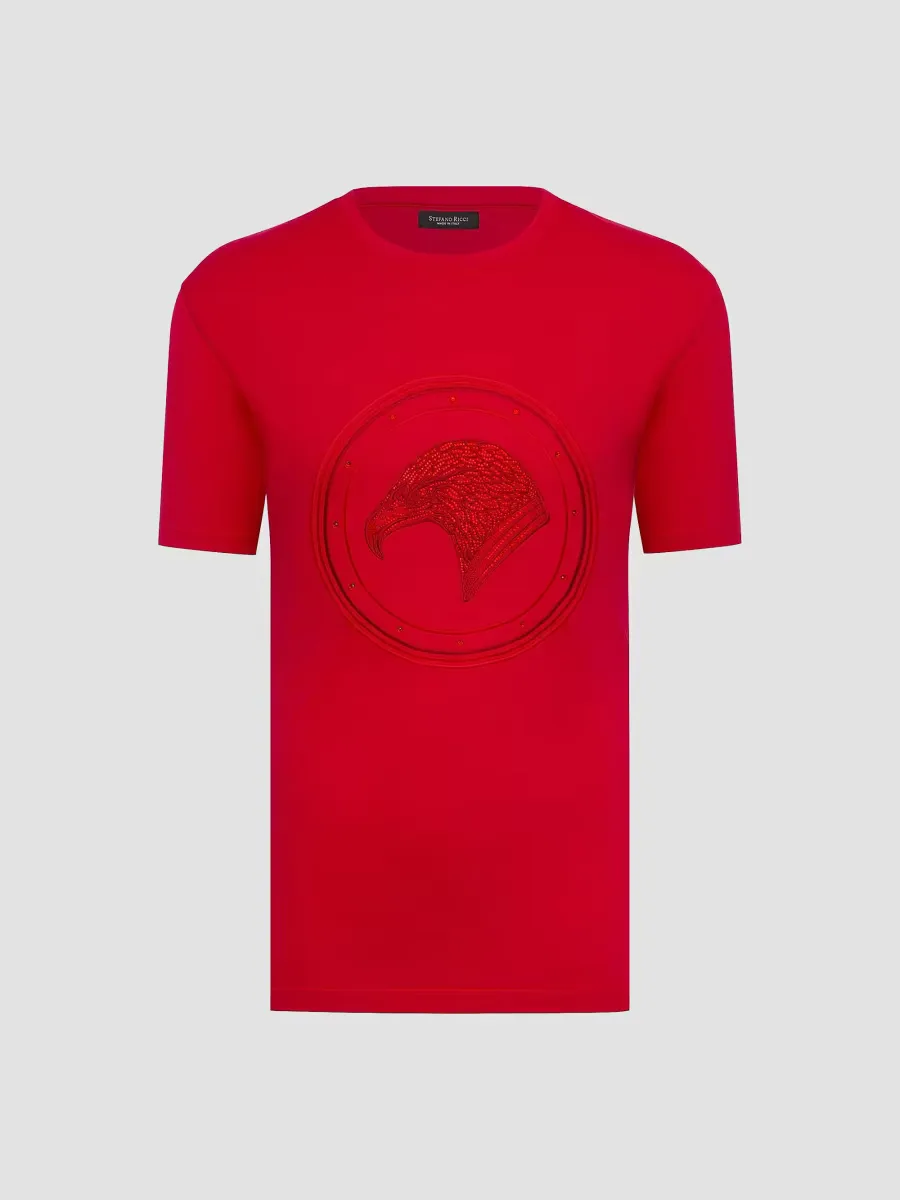 Eagle Crystal Embroidered Logo T-Shirt by Stefano Ricci