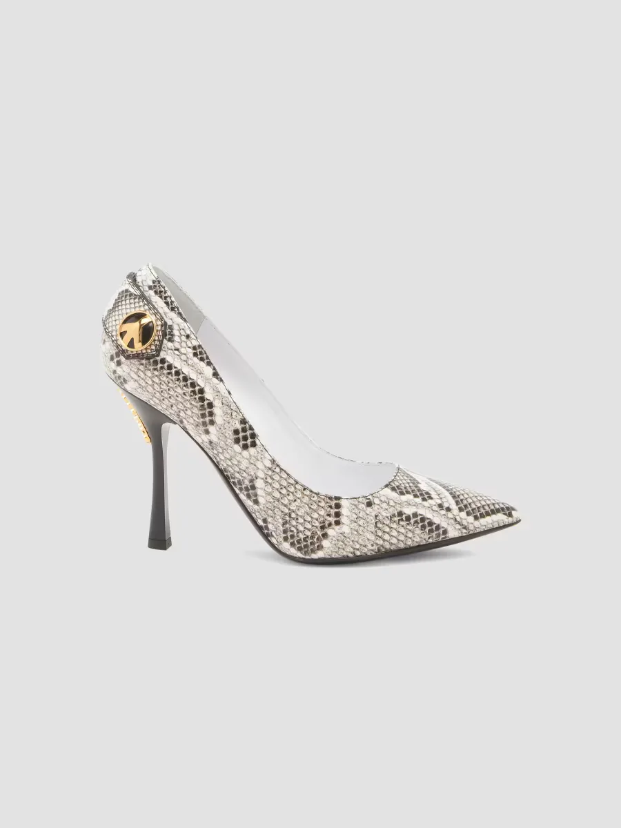 Peace Button 100MM Leather Pumps