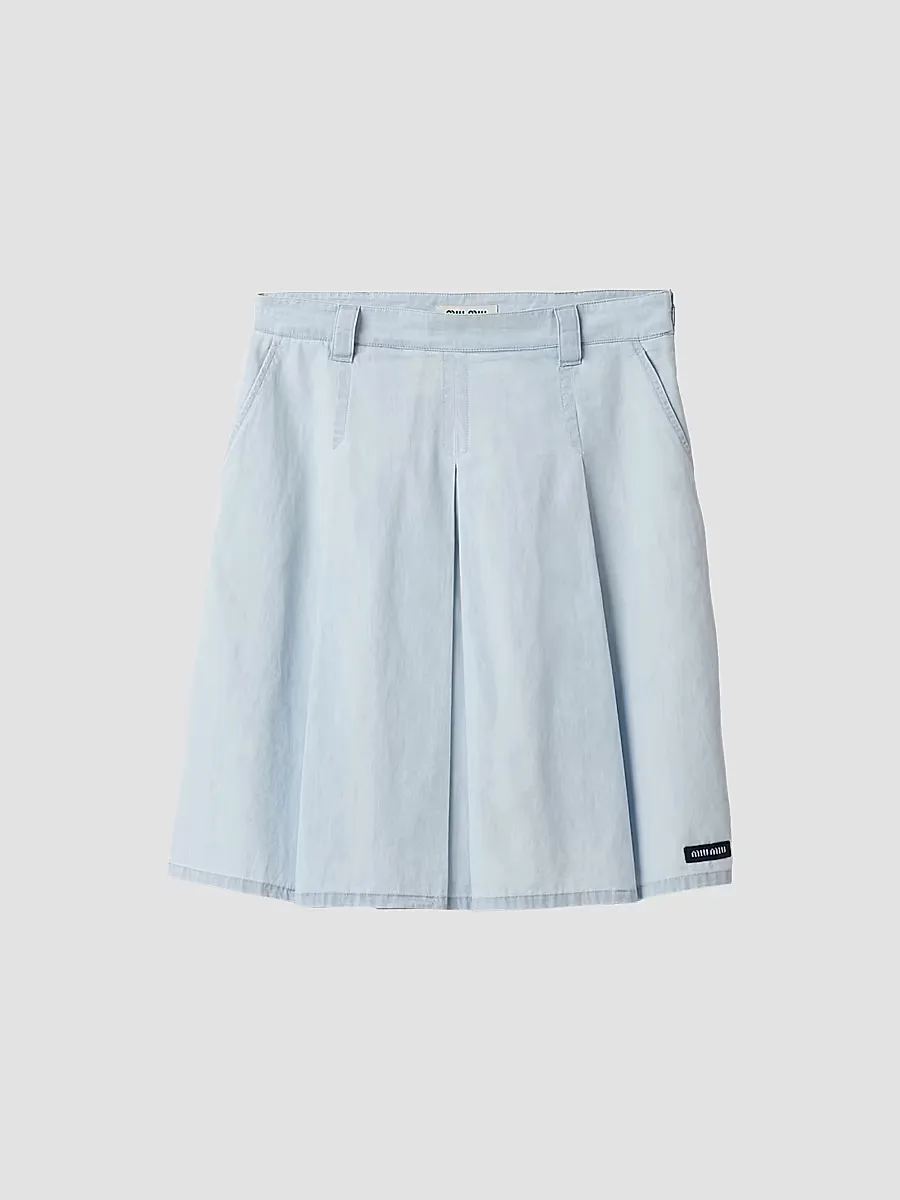 Pleated Chambray Skirt by Miu Miu