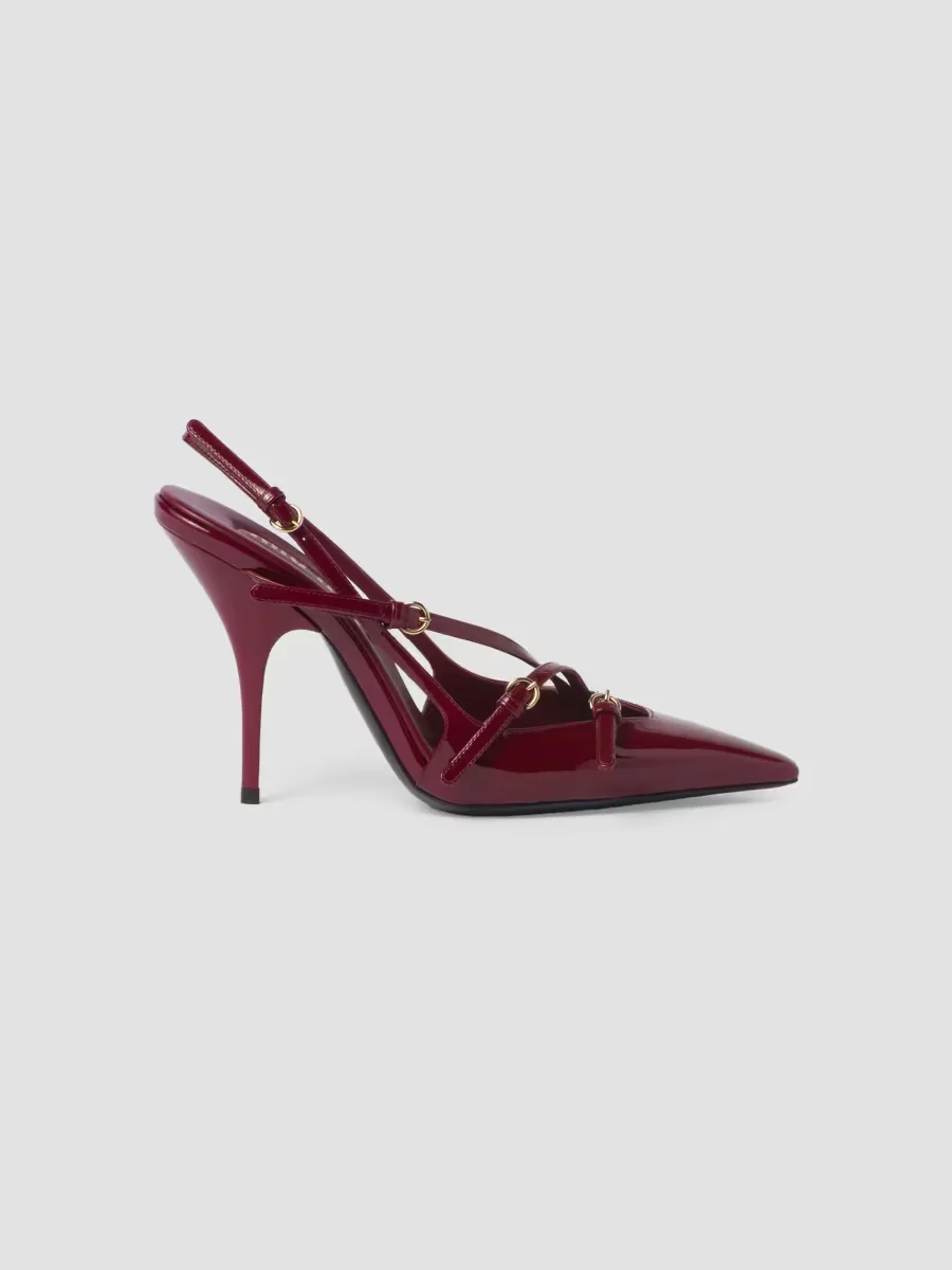 Patent Leather Slingbacks with Buckles