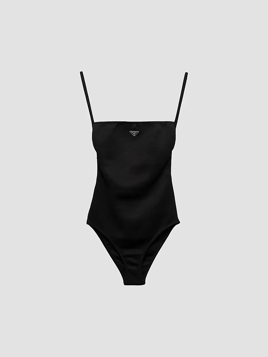 Interlock Knit One-Piece Swimsuit by Prada