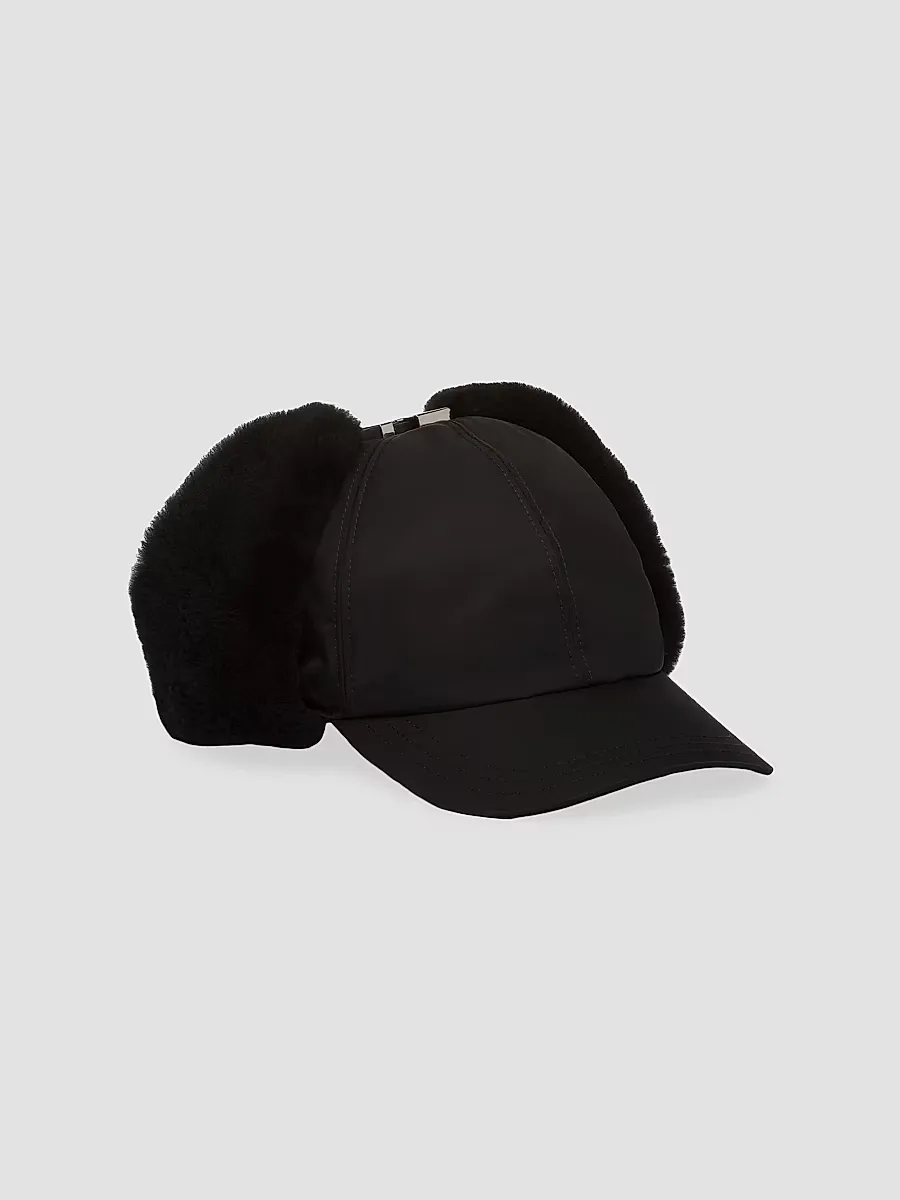 Re-Nylon and Shearling Hat by Prada