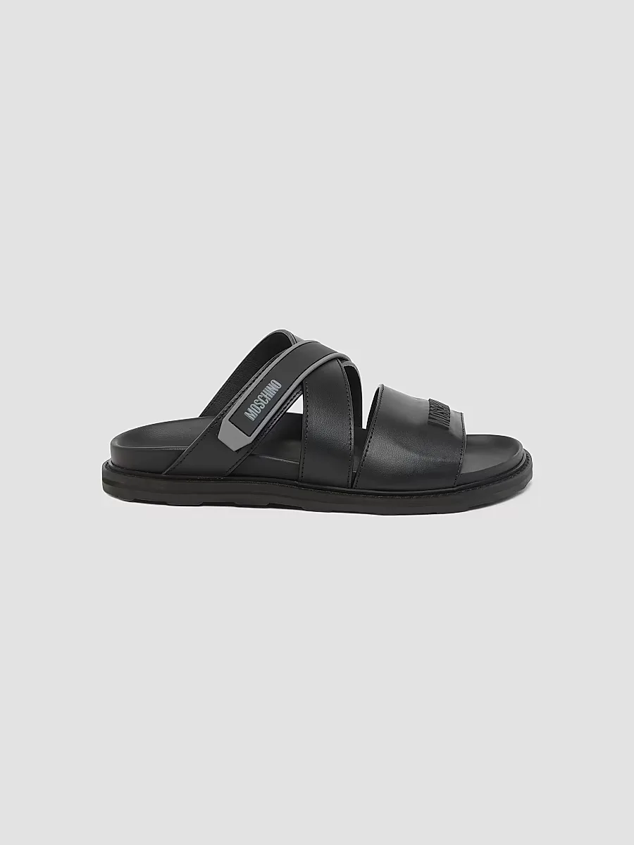 Leather Open-Toe Mules by Moschino