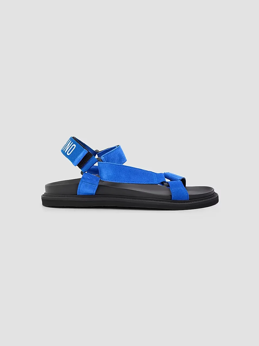 Logo Leather Sandals by Moschino