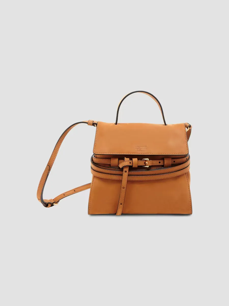 Tie Me Suede Top Handle Bag by Moschino