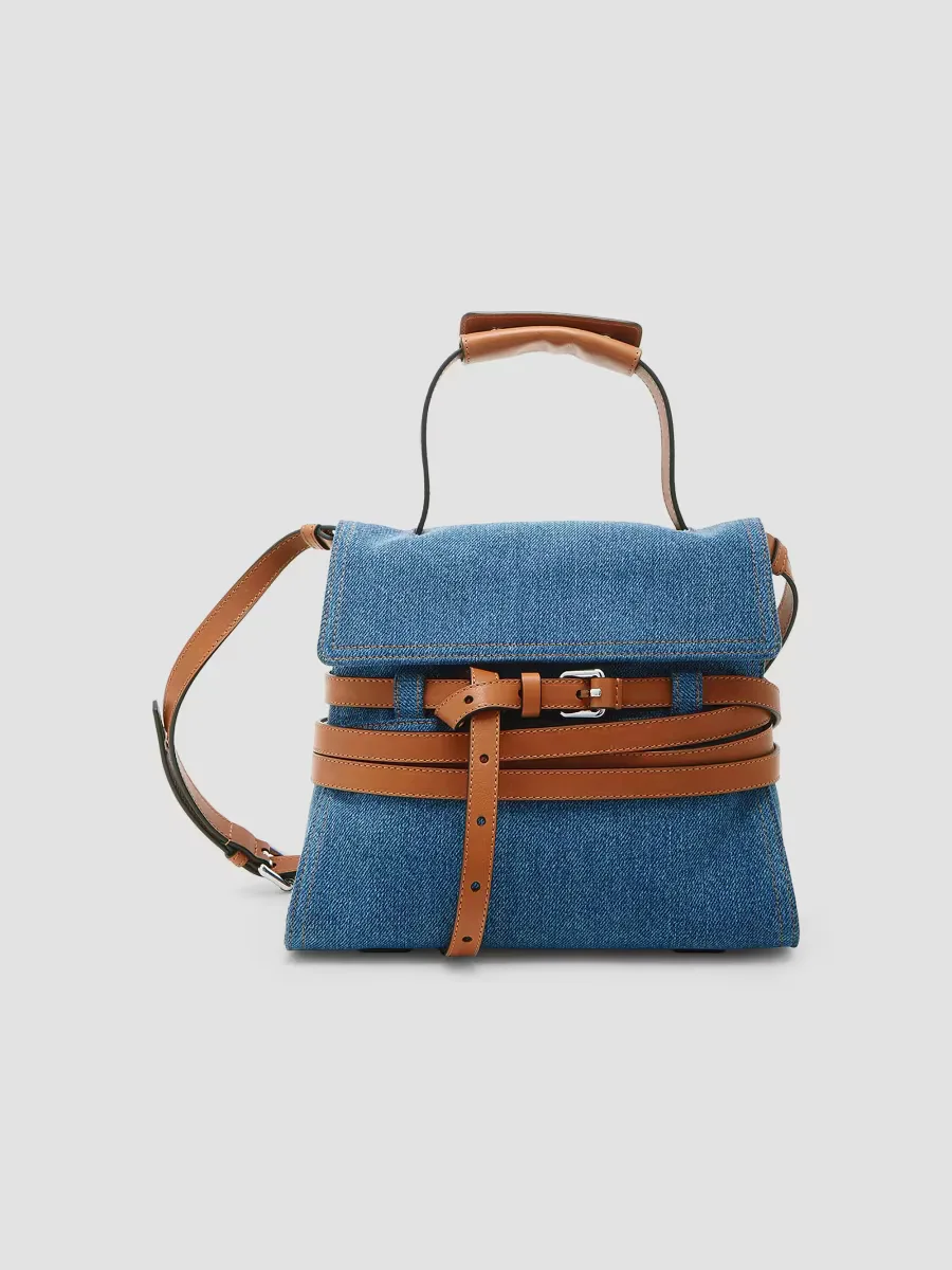 Tie Me Denim Top Handle Bag by Moschino