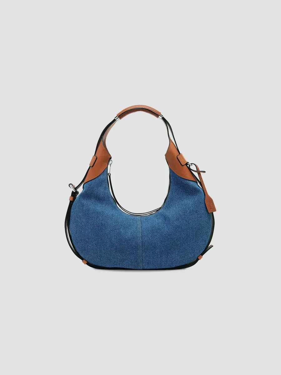 Handle Me Denim Saddle Bag by Moschino