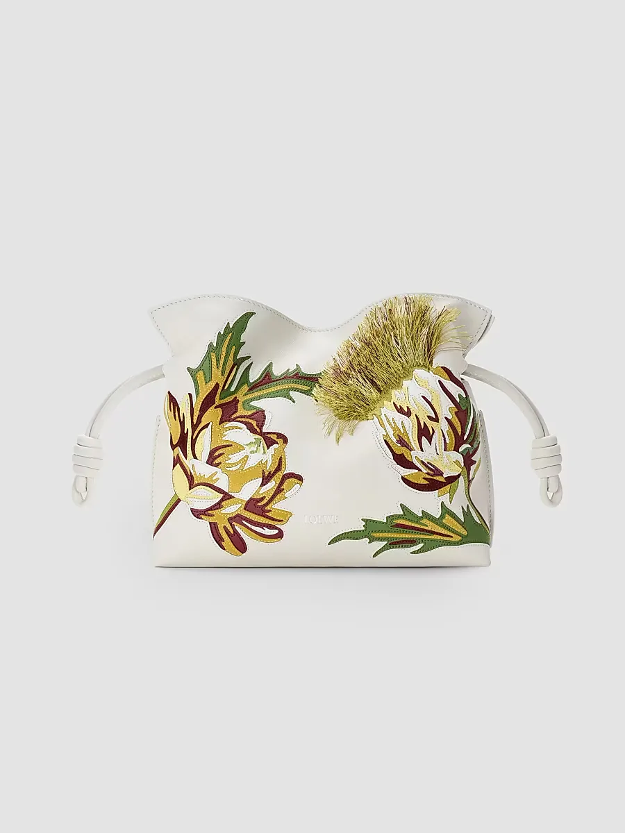 LOEWE x Paulas Ibiza Flamenco Mini Intarsia Leather Clutch by LOEWE