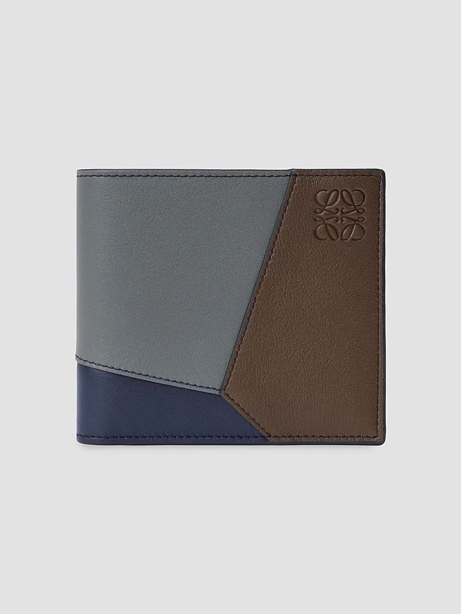 Puzzle Edge Colorblocked Leather Bifold Wallet
