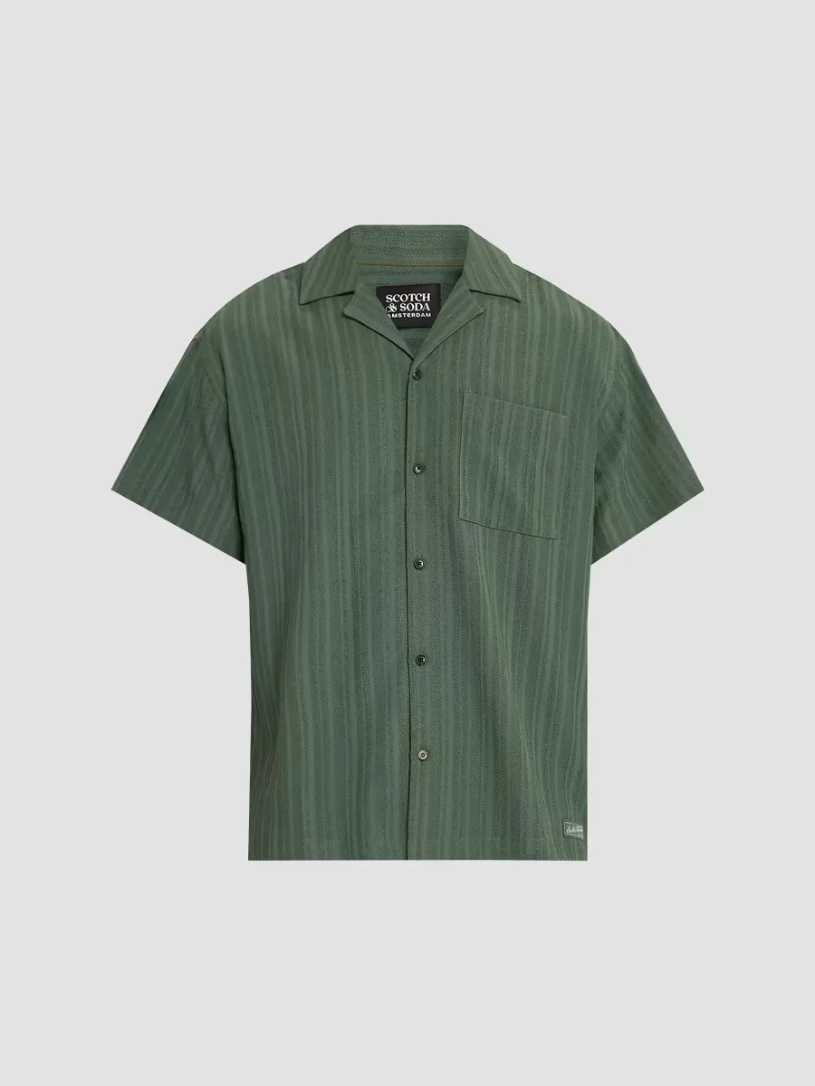 Textured Striped Chest-Pocket Short-Sleeve Shirt by Scotch & Soda