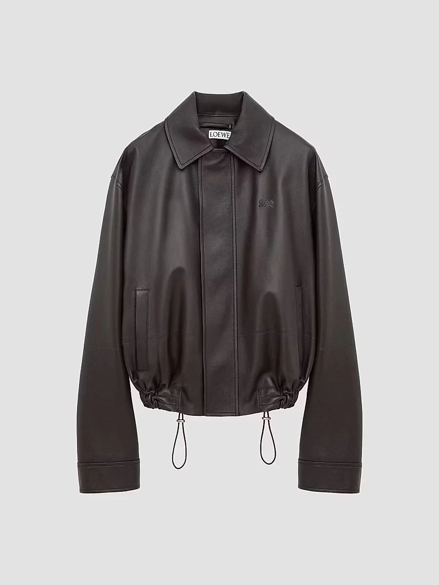 Drawstring-Hem Leather Jacket by LOEWE