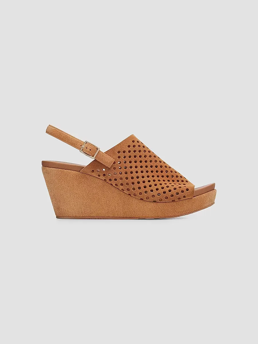 Alvara Perforated 65MM Suede Wedge Mules