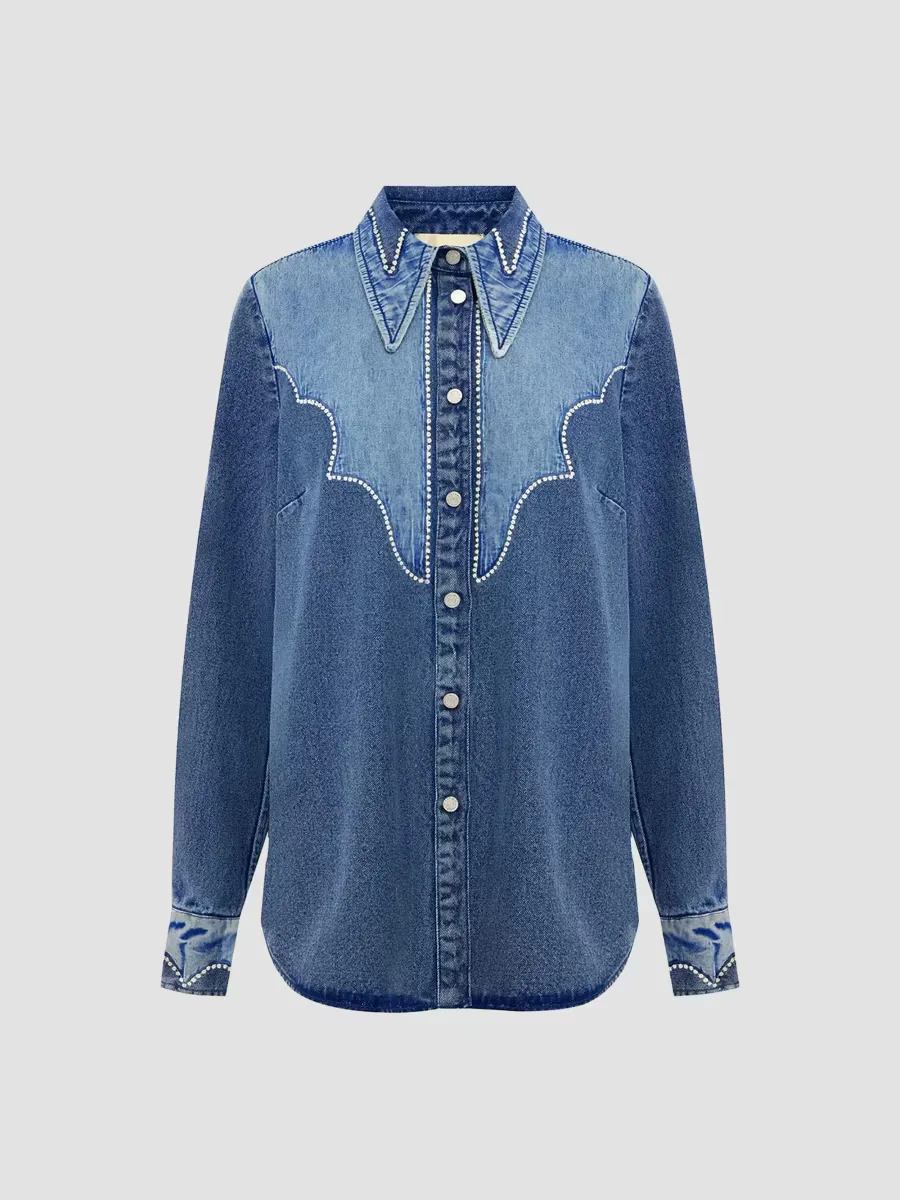 Jesse Patchwork Denim Shirt by ALMAIS