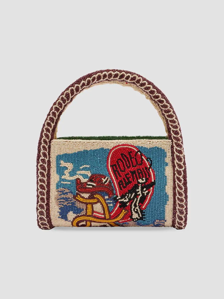 Ace Beaded Barrel Top Handle Bag by ALMAIS