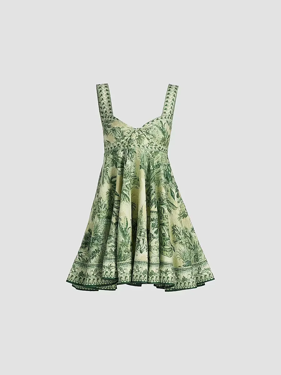 Sara Tropical Print Twist-Front Mini-Sundress by ALMAIS
