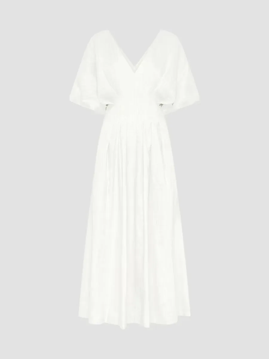 Nicholas the Label Vicky Pleated Linen-Blend Midi-Dress by NICHOLAS
