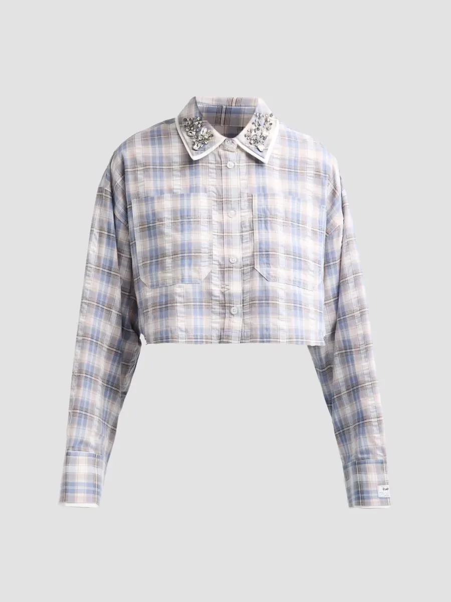 Balter Embellished Plaid Cotton Crop Shirt by Ksubi