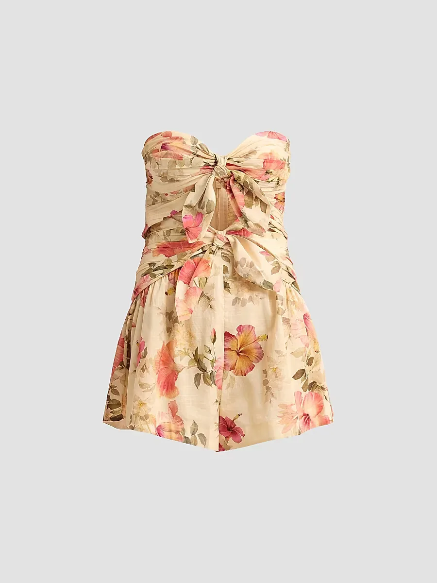 Mahon Hibiscus Strapless Romper by Zimmermann