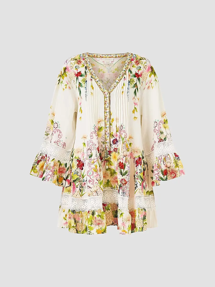 The Call of Catalonia V-Neck Tiered Minidress by Camilla