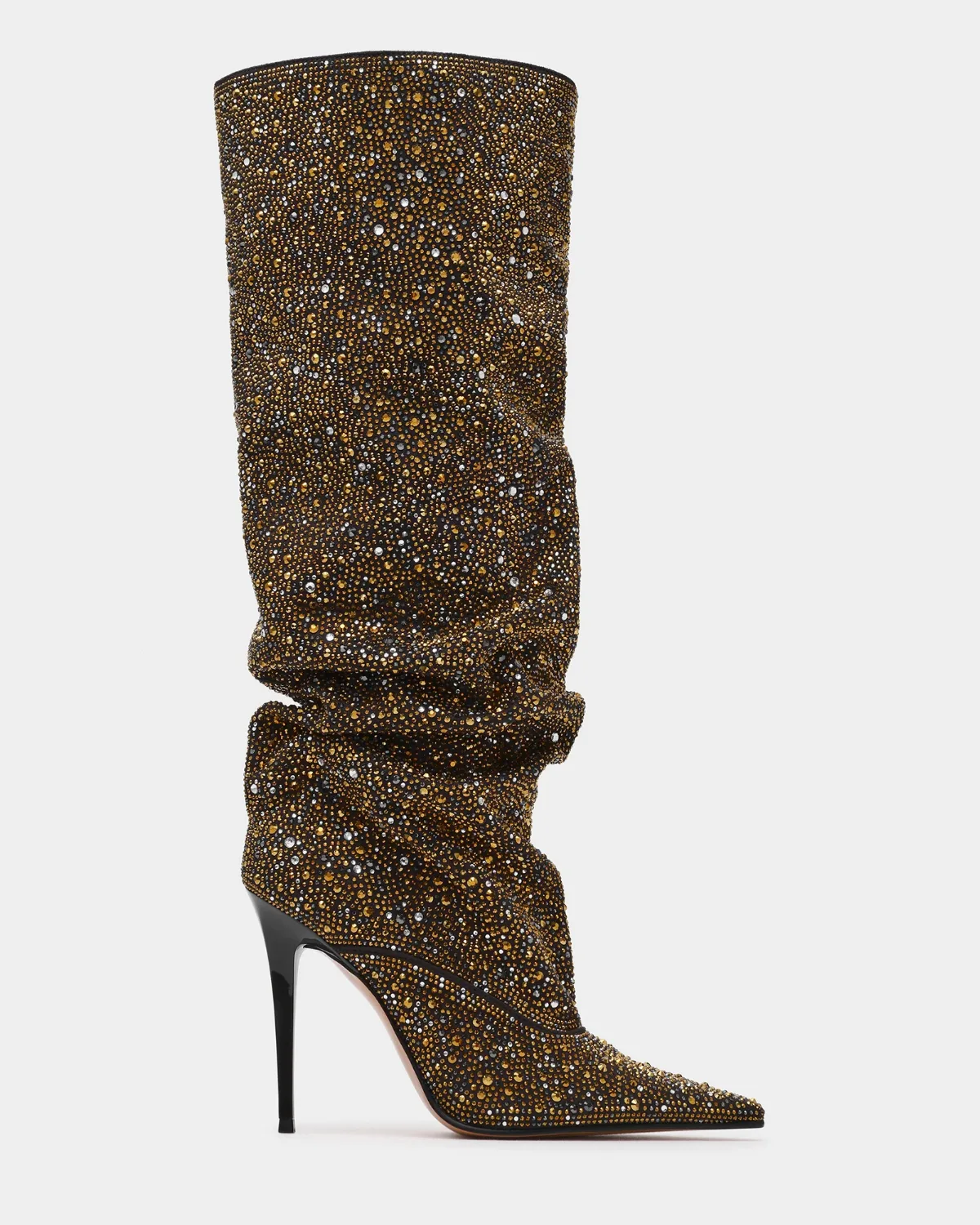 Elona Rhinestones Cuffed Leather Boots by Steve Madden
