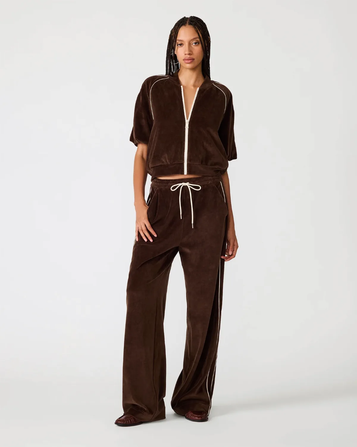Velour Track Jacket Short Sleeve by Steve Madden