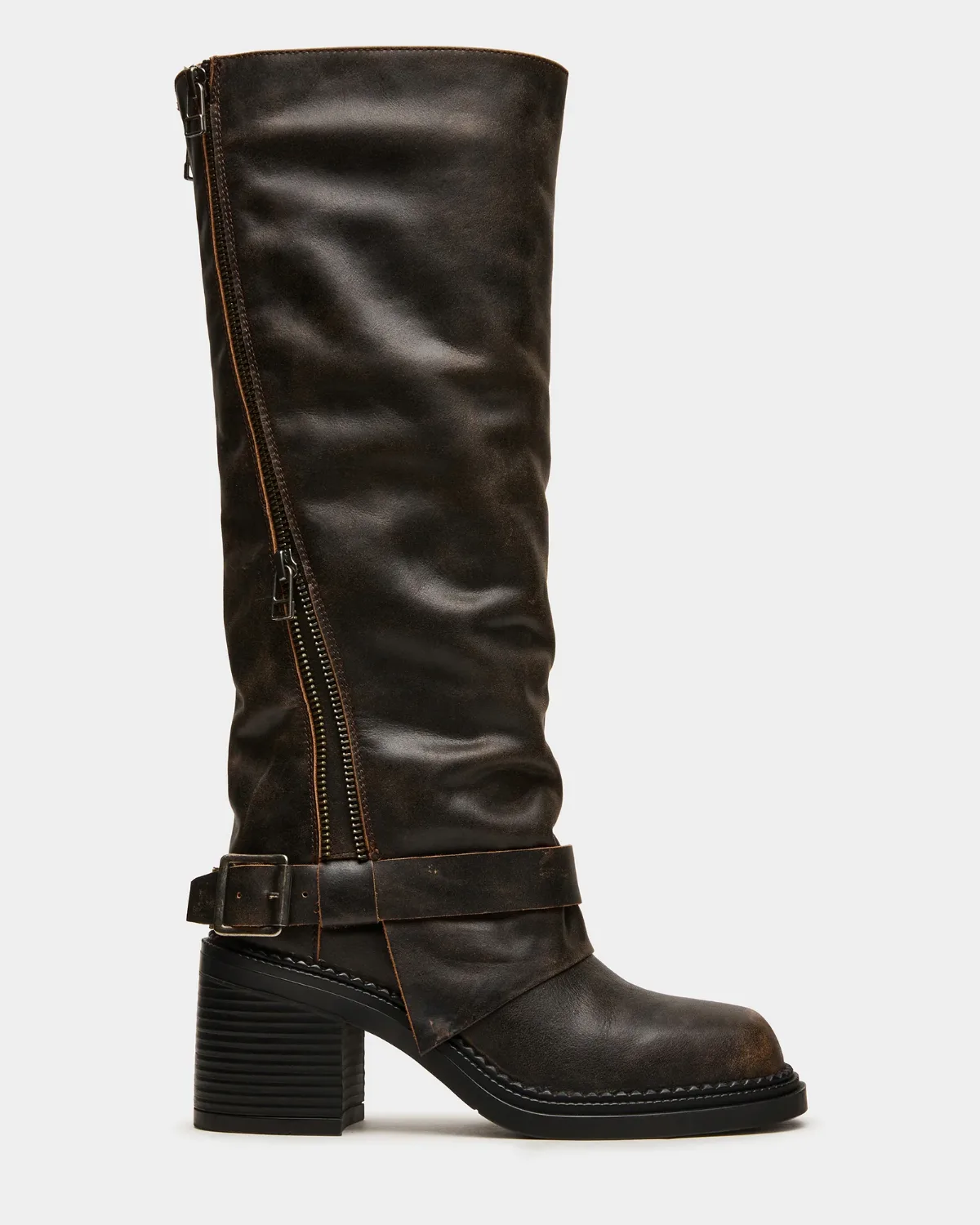 Lowery Block Heel Boots - Leather by Steve Madden
