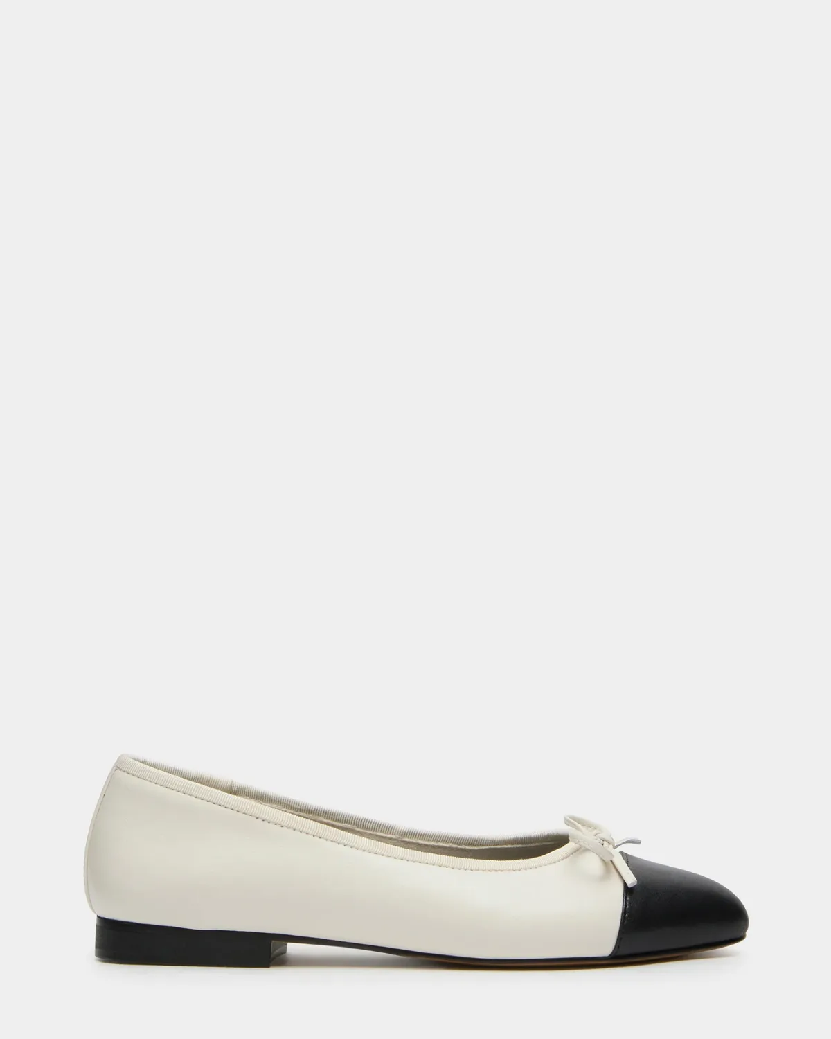 Kit Ballet Flats - White/Black - Leather by Steve Madden