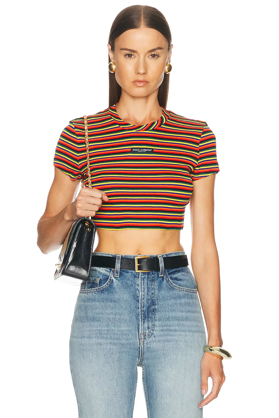 Dolce & Gabbana Jersey Rigato Cropped T-Shirt by Dolce & Gabbana