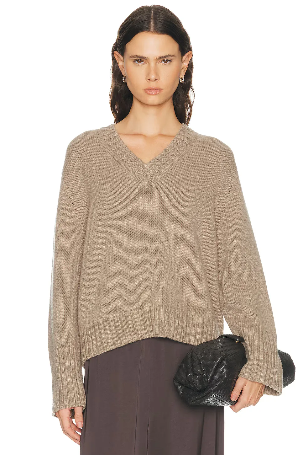 Cropped Cashmere Jet V-Neck Sweater by Jenni Kayne