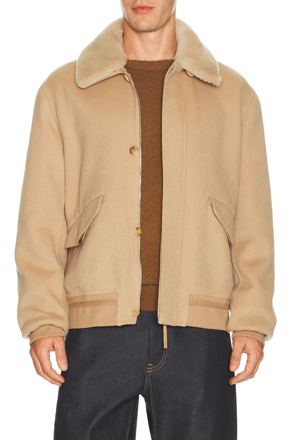 James Bomber Jacket with Shearling Collar by Gabriela Hearst