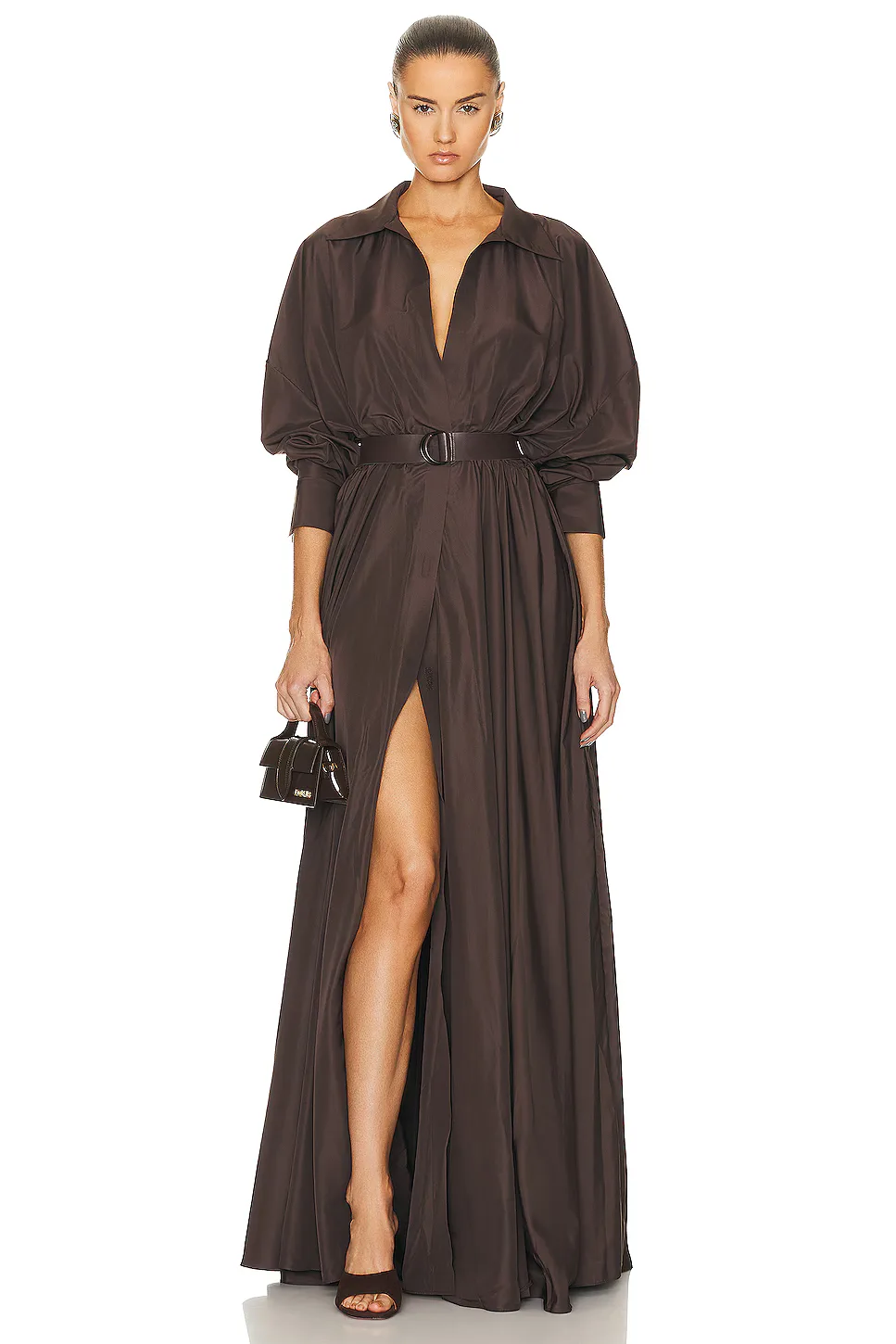Super Oversized Boyfriend Shirt Flared Gown by Norma Kamali
