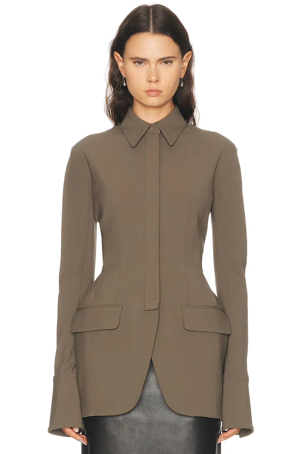 Cinched Wool Blend Jacket by Mugler