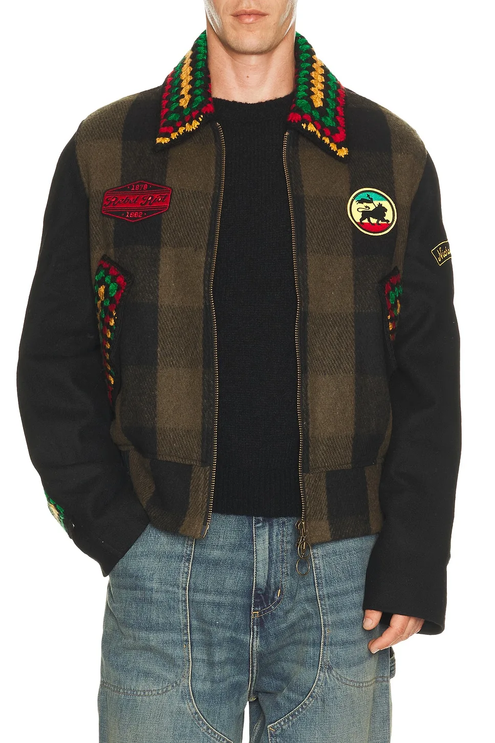 Nicholas Daley Patched Rebel Riot Jacket by NICHOLAS