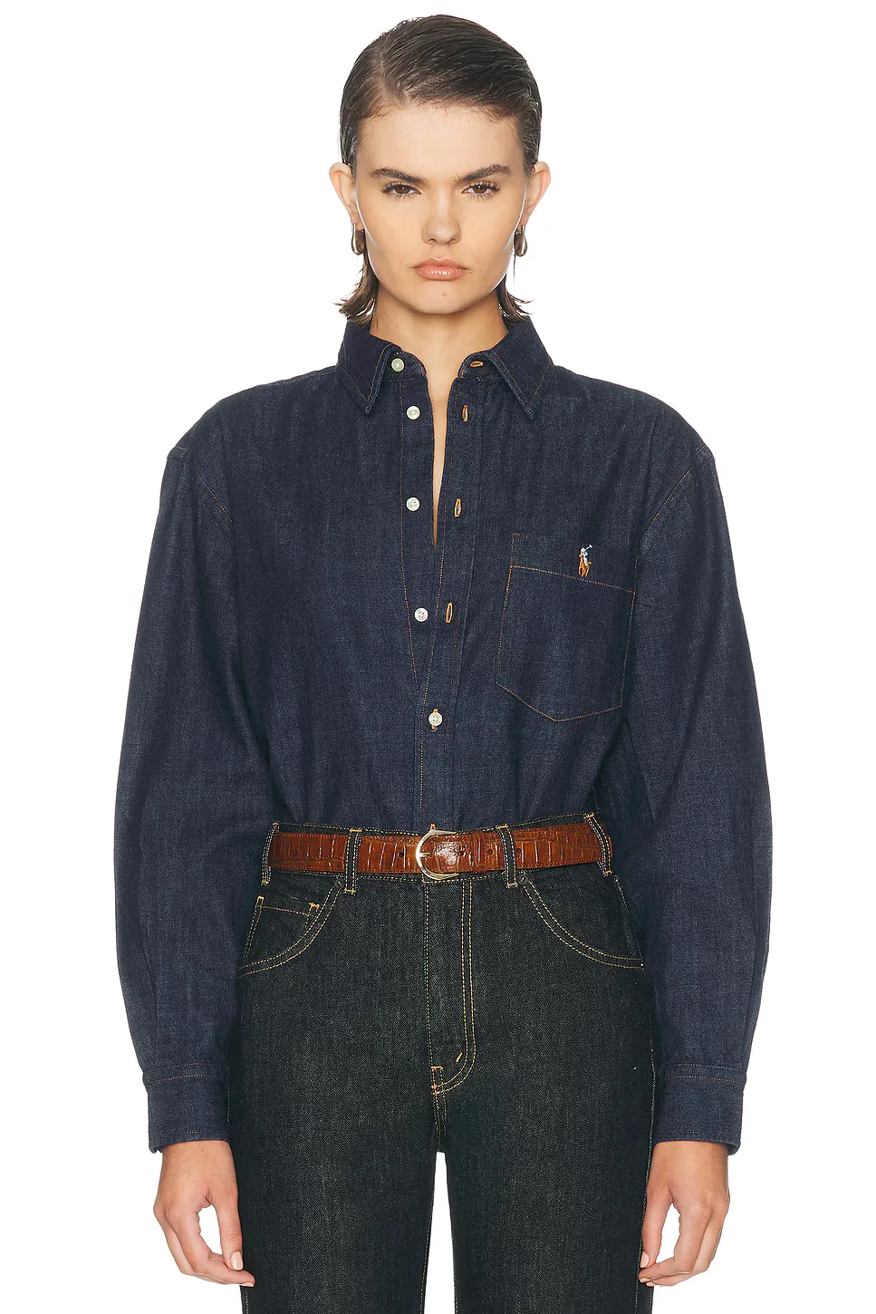 Denim Long Sleeve Collared Shirt by Polo Ralph Lauren