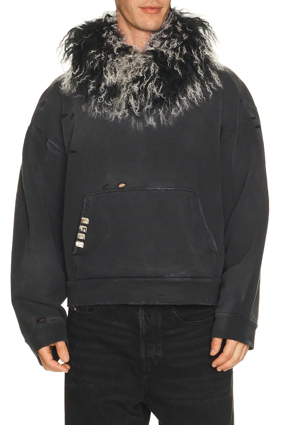Thrashed Sweatshirt with Detachable Hood by Strike Oil