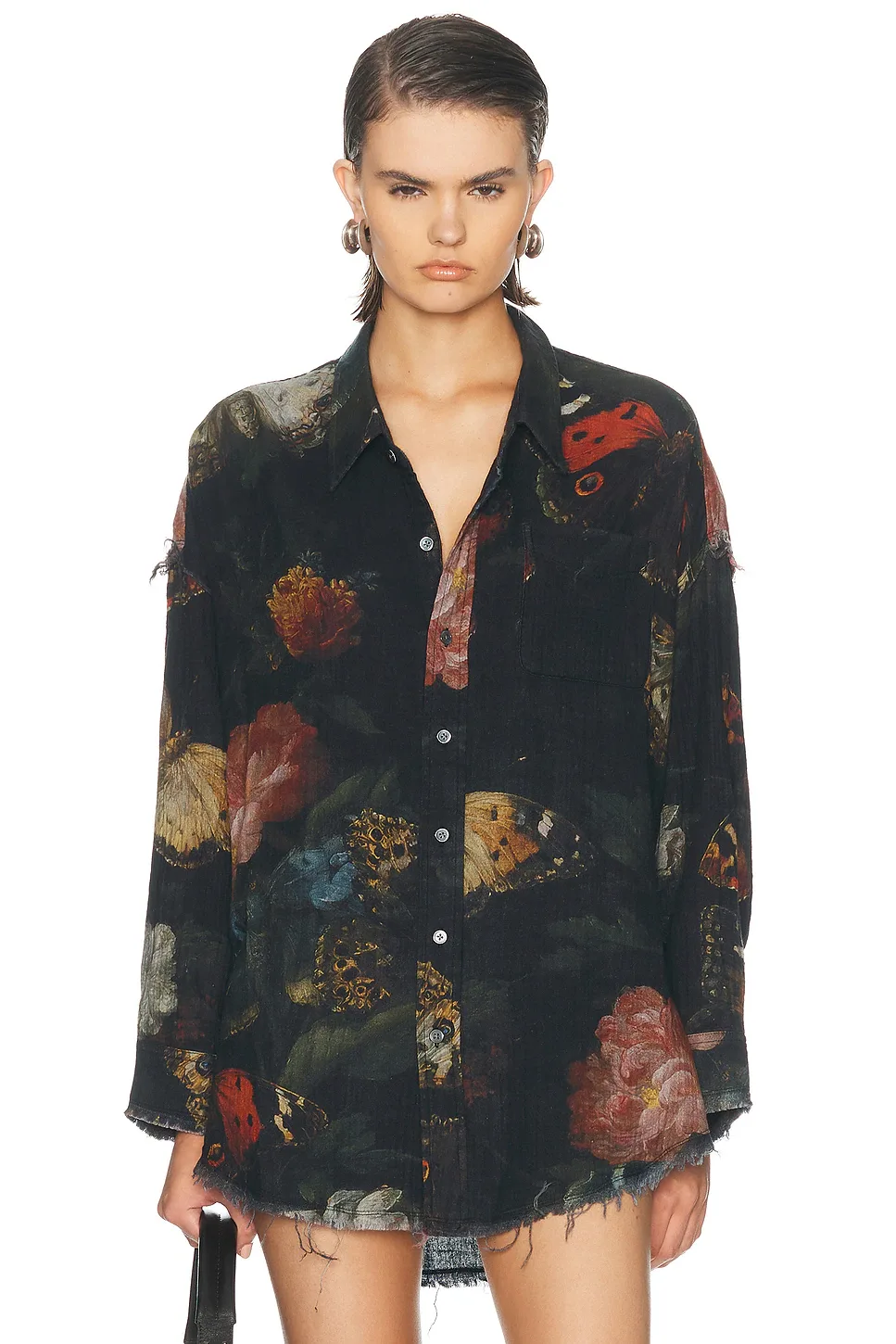 Reversible Shredded Seam Drop Neck Shirt by R13