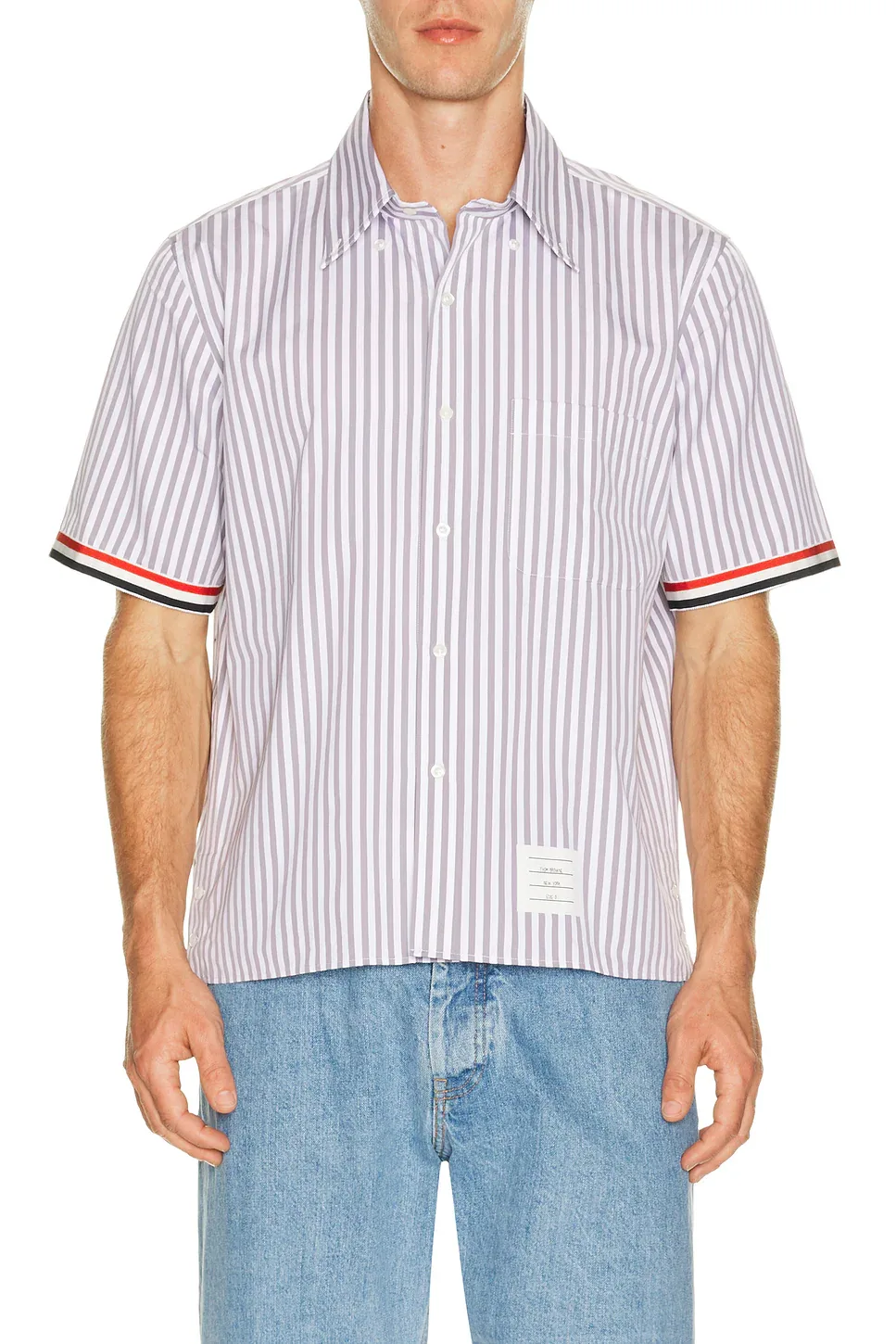 Straight Fit Wide University Shirt by Thom Browne